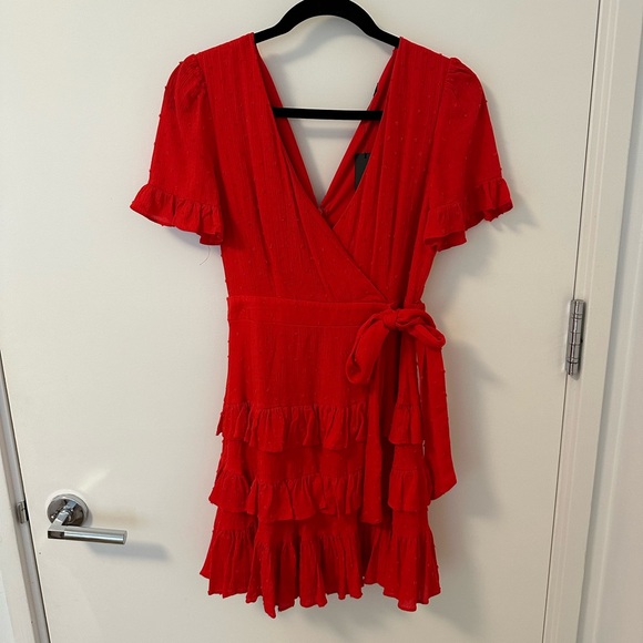 Red mini dress ruffle - Picture 4 of 5